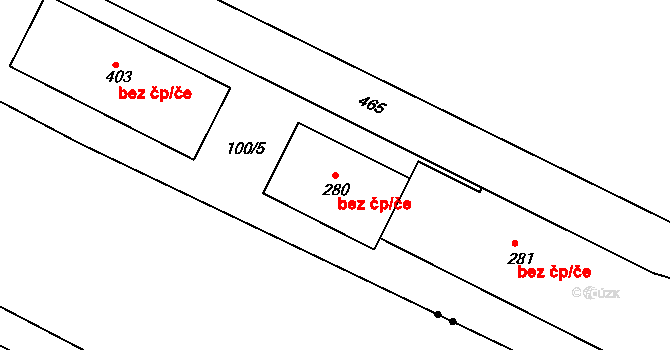 Hrádek 42869129 na parcele st. 280 v KÚ Hrádek u Rokycan, Katastrální mapa