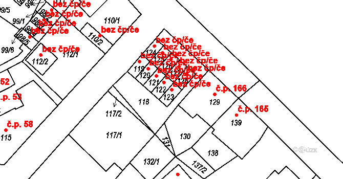 Bystřany 42933129 na parcele st. 123 v KÚ Bystřany, Katastrální mapa