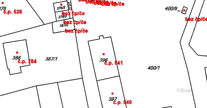 Vítkov 541 na parcele st. 396 v KÚ Vítkov, Katastrální mapa