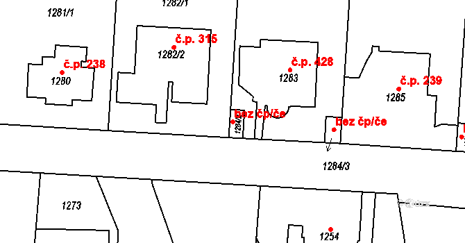 Praha 43355129 na parcele st. 1284/2 v KÚ Vysočany, Katastrální mapa