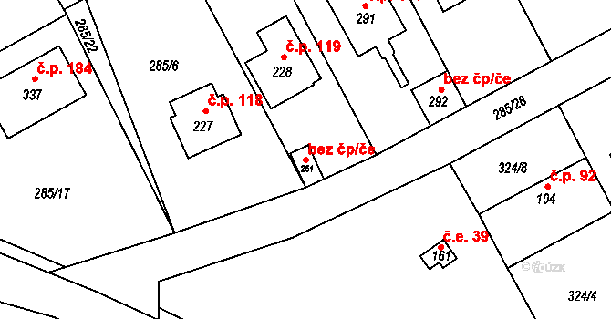 Vonoklasy 45745129 na parcele st. 261 v KÚ Vonoklasy, Katastrální mapa