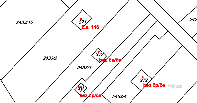 Lačnov 117, Svitavy na parcele st. 372 v KÚ Moravský Lačnov, Katastrální mapa