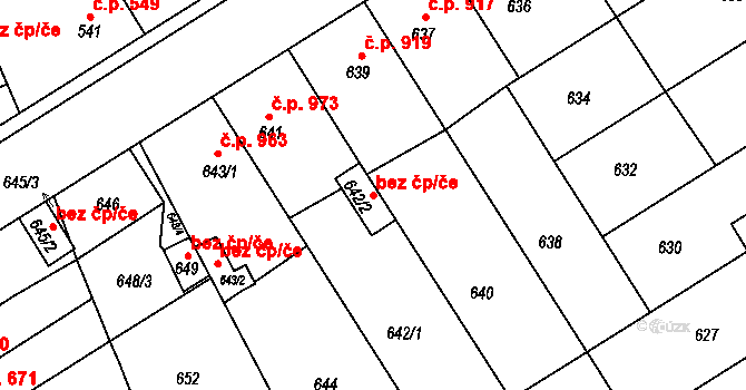 Hulín 47585129 na parcele st. 642/2 v KÚ Hulín, Katastrální mapa