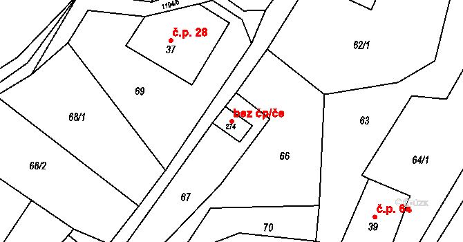 Orličky 47840129 na parcele st. 274 v KÚ Orličky, Katastrální mapa