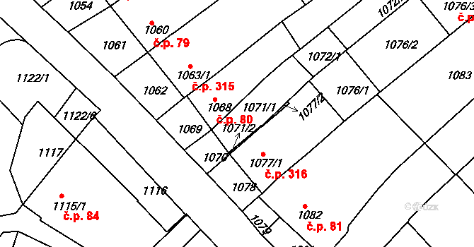 Nivnice 276 na parcele st. 1071 v KÚ Nivnice, Katastrální mapa