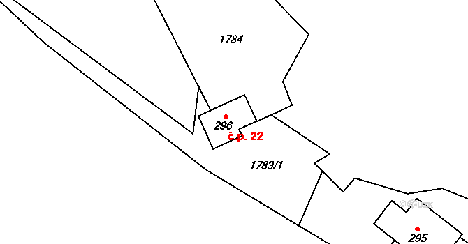 Janoušov 22, Cotkytle na parcele st. 296 v KÚ Cotkytle, Katastrální mapa