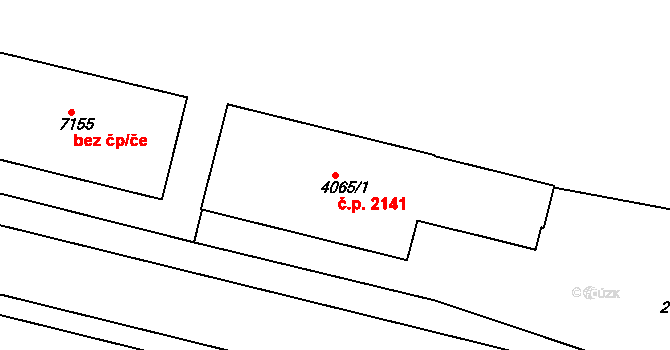 Zelené Předměstí 2141, Pardubice na parcele st. 4065/1 v KÚ Pardubice, Katastrální mapa