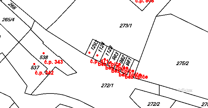 Adamov 687 na parcele st. 1123 v KÚ Adamov, Katastrální mapa