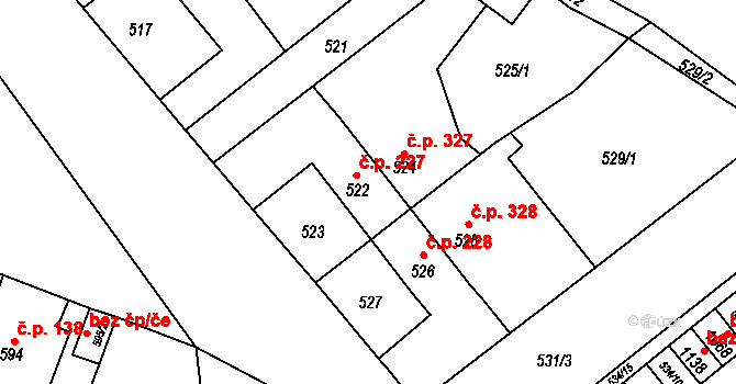 Rynholec 227 na parcele st. 522 v KÚ Rynholec, Katastrální mapa