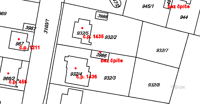 Čelákovice 87785129 na parcele st. 3986 v KÚ Čelákovice, Katastrální mapa