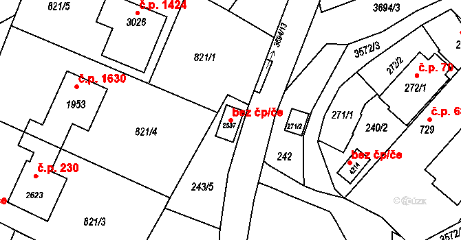 Rožnov pod Radhoštěm 90000129 na parcele st. 2537 v KÚ Rožnov pod Radhoštěm, Katastrální mapa