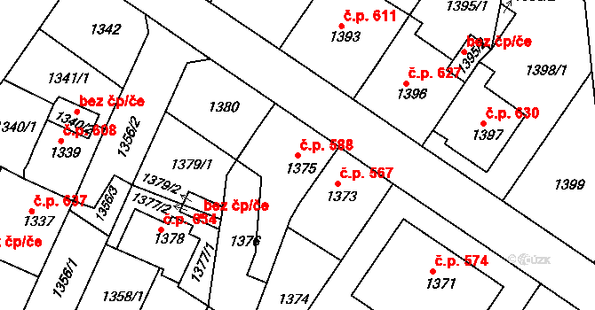 Chabařovice 588 na parcele st. 1375 v KÚ Chabařovice, Katastrální mapa