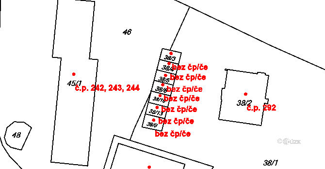 Opava 93489129 na parcele st. 38/6 v KÚ Komárov u Opavy, Katastrální mapa