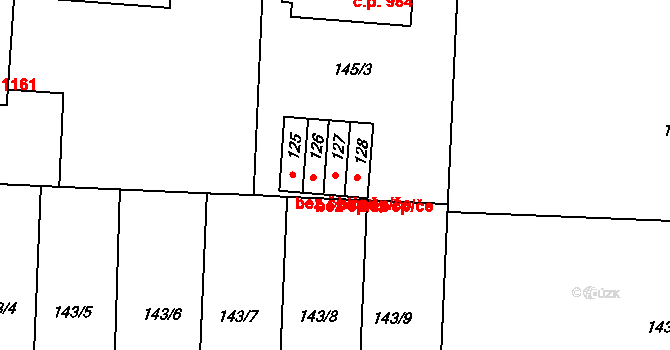 Uničov 94079129 na parcele st. 127 v KÚ Brníčko, Katastrální mapa