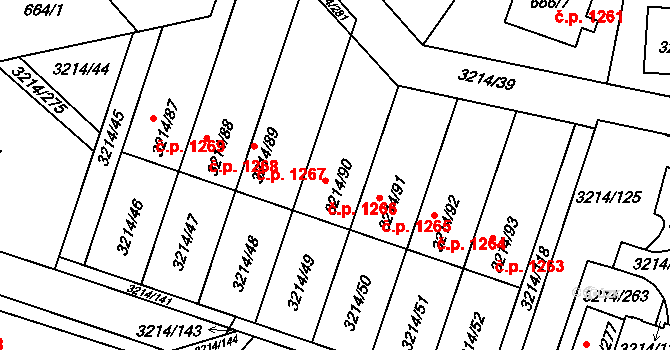 Chotěboř 1266 na parcele st. 3214/90 v KÚ Chotěboř, Katastrální mapa