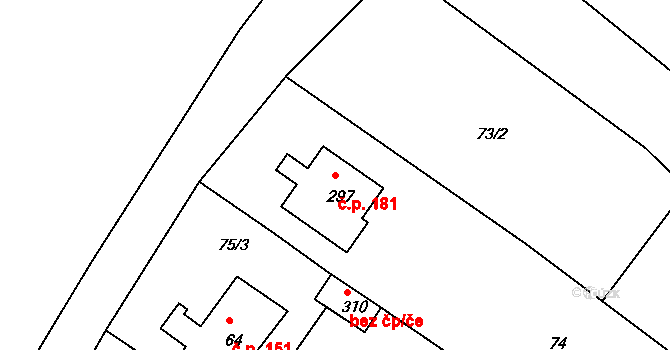 Žopy 181, Holešov na parcele st. 297 v KÚ Žopy, Katastrální mapa