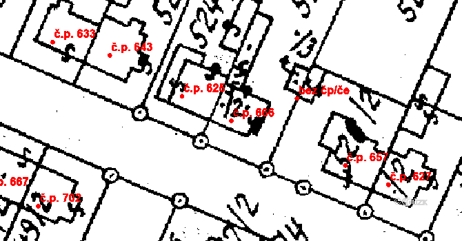 Kostelec na Hané 666 na parcele st. 525/2 v KÚ Kostelec na Hané, Katastrální mapa