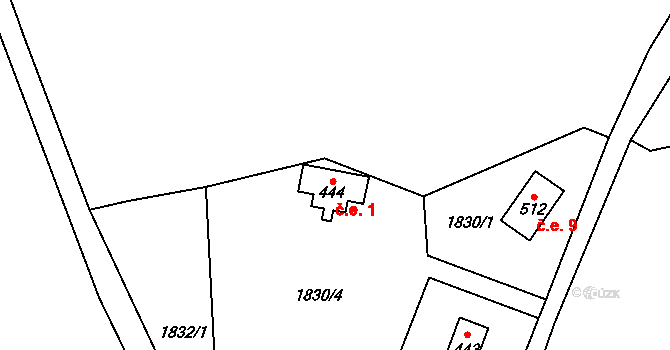 Baldovec 1, Rozstání na parcele st. 444 v KÚ Rozstání pod Kojálem, Katastrální mapa