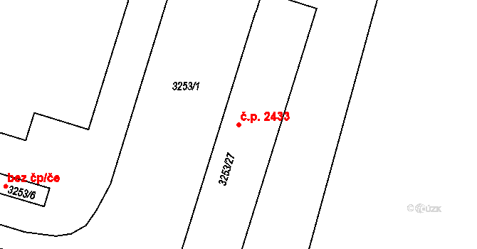 Benešov 2433 na parcele st. 3253/27 v KÚ Benešov u Prahy, Katastrální mapa