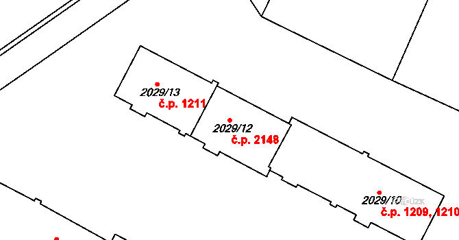 Znojmo 2148 na parcele st. 2029/12 v KÚ Znojmo-město, Katastrální mapa