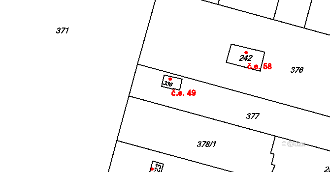 Přerov III-Lověšice 49, Přerov na parcele st. 336 v KÚ Lověšice u Přerova, Katastrální mapa
