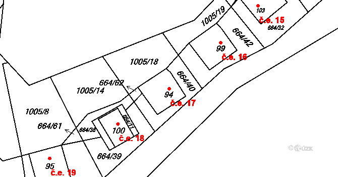 Lipanovice 17, Záboří na parcele st. 94 v KÚ Lipanovice, Katastrální mapa