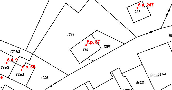 Pihel 57, Nový Bor na parcele st. 238 v KÚ Pihel, Katastrální mapa