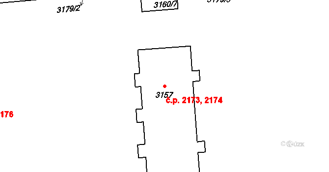 Kročehlavy 2173,2174, Kladno na parcele st. 3157 v KÚ Kročehlavy, Katastrální mapa