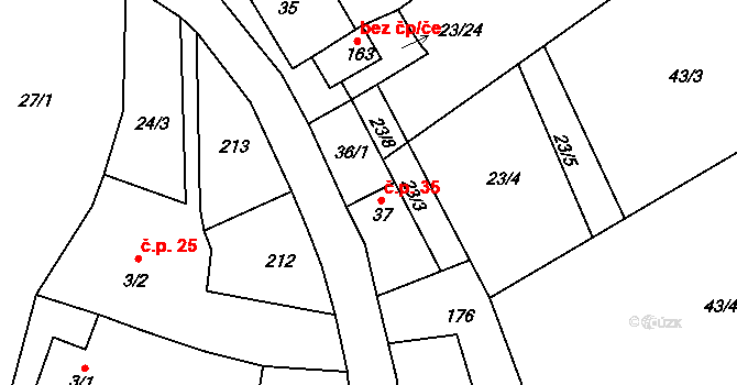 Cerhýnky 35, Cerhenice na parcele st. 37 v KÚ Cerhýnky, Katastrální mapa