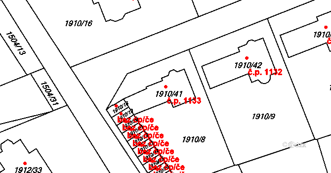 Třeboň II 1133, Třeboň na parcele st. 1910/41 v KÚ Třeboň, Katastrální mapa