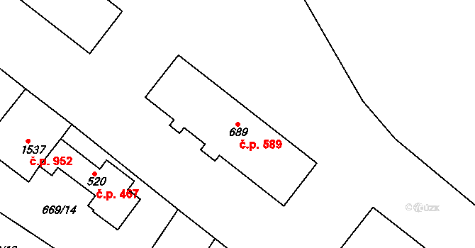 Náměšť nad Oslavou 589 na parcele st. 689 v KÚ Náměšť nad Oslavou, Katastrální mapa