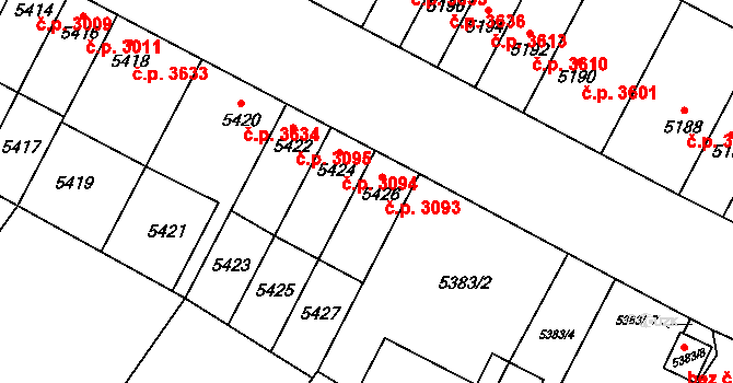 Židenice 3093, Brno na parcele st. 5426 v KÚ Židenice, Katastrální mapa