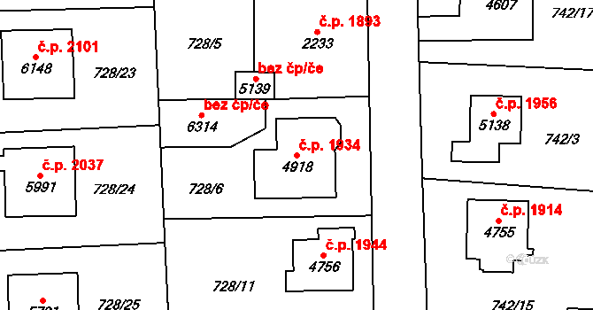 Cheb 1934 na parcele st. 4918 v KÚ Cheb, Katastrální mapa