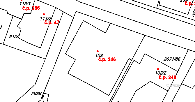 Černilov 246 na parcele st. 103 v KÚ Černilov, Katastrální mapa