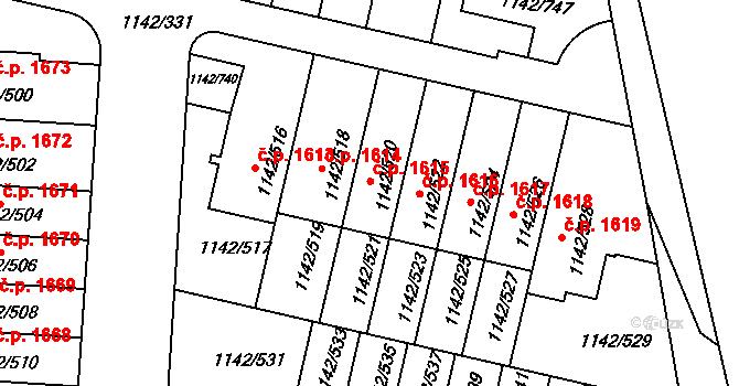 Řepy 1615, Praha na parcele st. 1142/520 v KÚ Řepy, Katastrální mapa