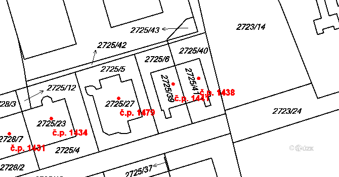 Michle 1441, Praha na parcele st. 2725/39 v KÚ Michle, Katastrální mapa