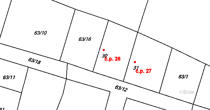Slivínko 26, Dolní Slivno na parcele st. 30 v KÚ Slivínko, Katastrální mapa