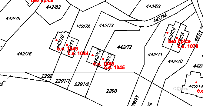 Kovářov 1046, Frymburk na parcele st. 442/12 v KÚ Frymburk, Katastrální mapa