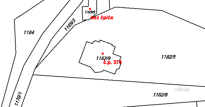 Chotěbuz 373 na parcele st. 1182/9 v KÚ Chotěbuz, Katastrální mapa