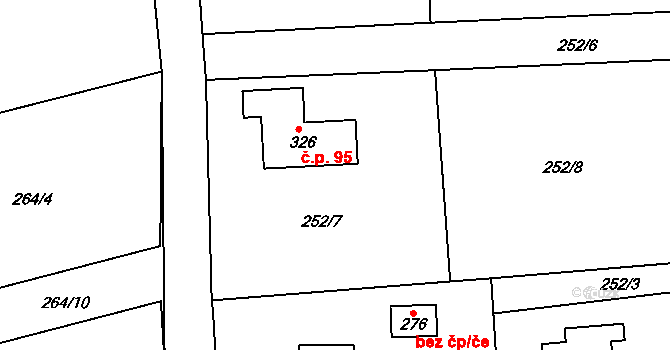 Hatě 95, Skuhrov na parcele st. 326 v KÚ Skuhrov pod Brdy, Katastrální mapa