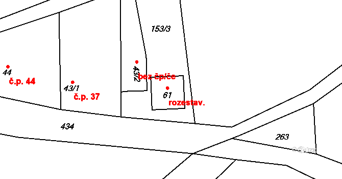 Veclov 52, Svojetín na parcele st. 43/2 v KÚ Veclov u Svojetína, Katastrální mapa