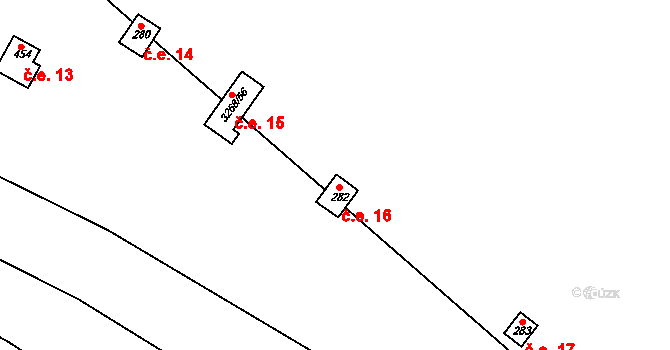 Březník 16 na parcele st. 282 v KÚ Březník, Katastrální mapa