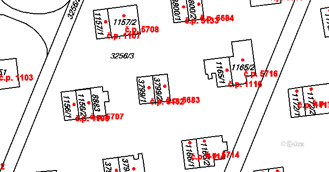 Zlín 6683 na parcele st. 3799/2 v KÚ Zlín, Katastrální mapa