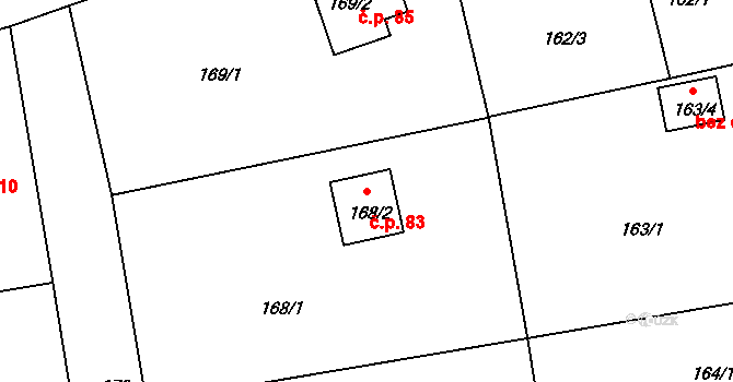 Lstiboř 83, Klučov na parcele st. 168/2 v KÚ Lstiboř, Katastrální mapa