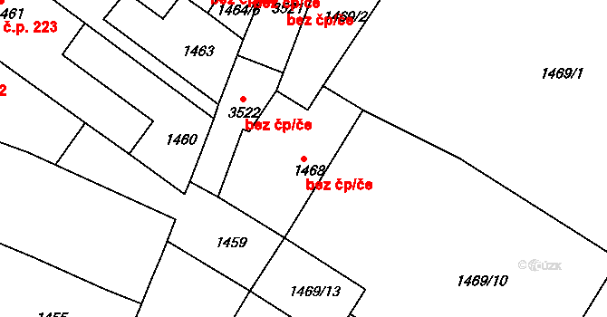 Duchcov 39128130 na parcele st. 1468 v KÚ Duchcov, Katastrální mapa