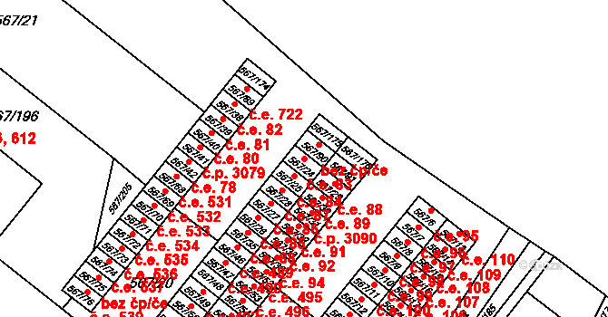 Vyškov-Předměstí 83, Vyškov na parcele st. 567/24 v KÚ Vyškov, Katastrální mapa