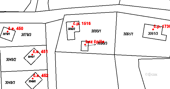 Frýdlant nad Ostravicí 40325130 na parcele st. 3090/3 v KÚ Frýdlant nad Ostravicí, Katastrální mapa