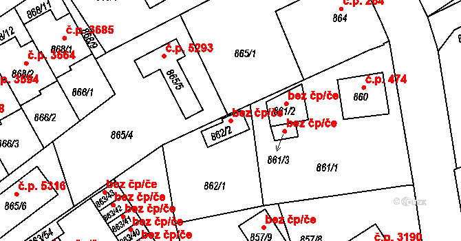 Jablonec nad Nisou 44231130 na parcele st. 862/2 v KÚ Mšeno nad Nisou, Katastrální mapa