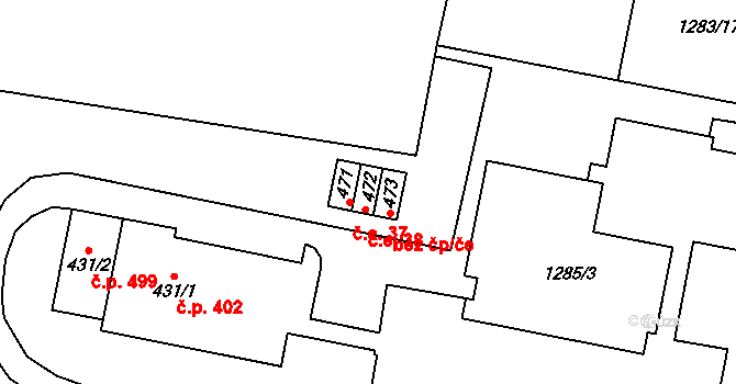 Kamenice 38 na parcele st. 472 v KÚ Kamenice u Jihlavy, Katastrální mapa