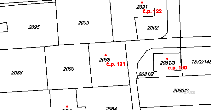Borová 131, Bolatice na parcele st. 2089 v KÚ Bolatice, Katastrální mapa